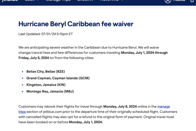 a screenshot of a travel information